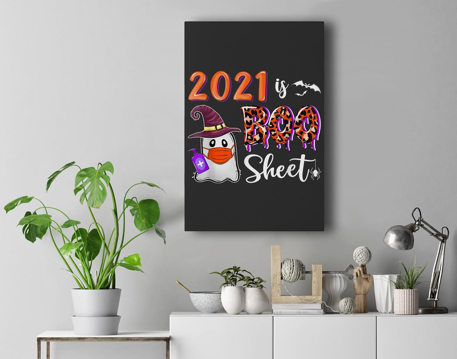 2021 Is Boo Sheet Ghost Halloween Costumes Party Men Women Premium Wall Art Canvas Decor