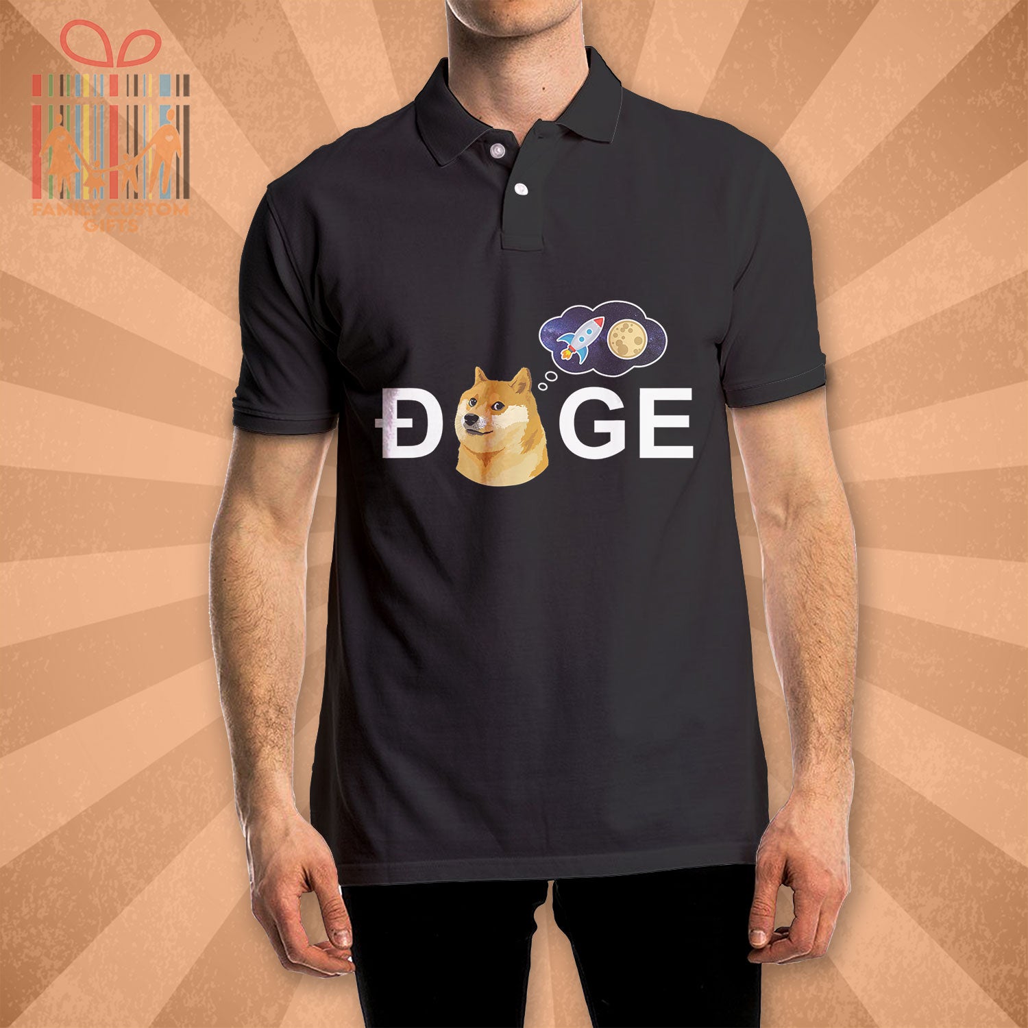 Shirtless Style Custom Polo Shirts Dogecoin Doge Hodl To The Moon Crypto Meme Polo Shirts For Men Women