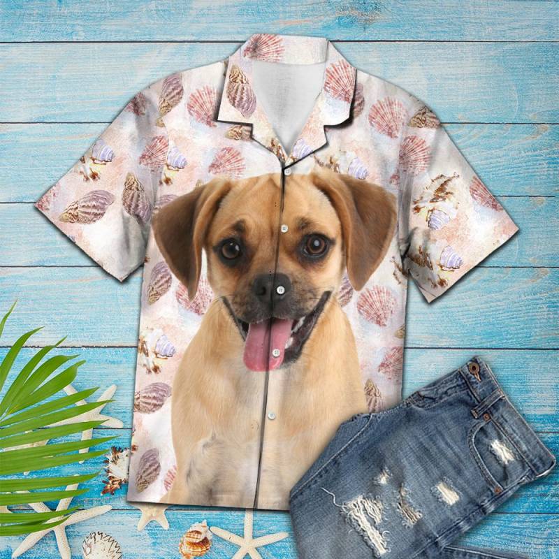 Seashells And Cute Puggle Hawaii Shirt Ha32713