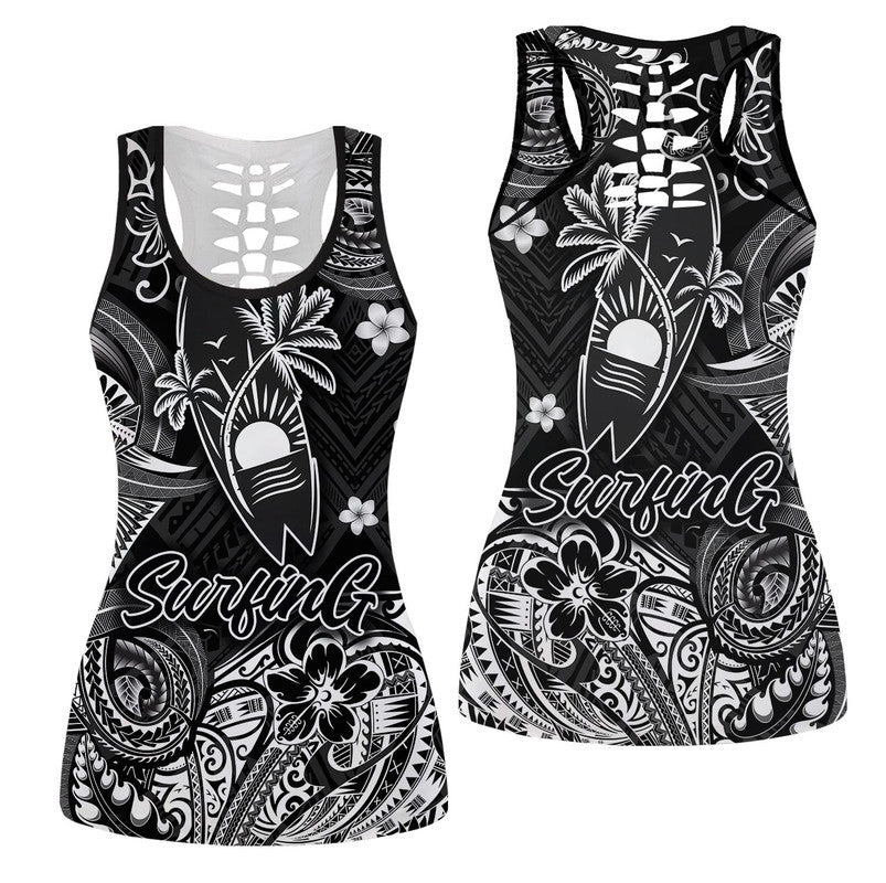 Hawaiian Surfing Polynesian Hollow Tank Top Unique Style Black Ha77904