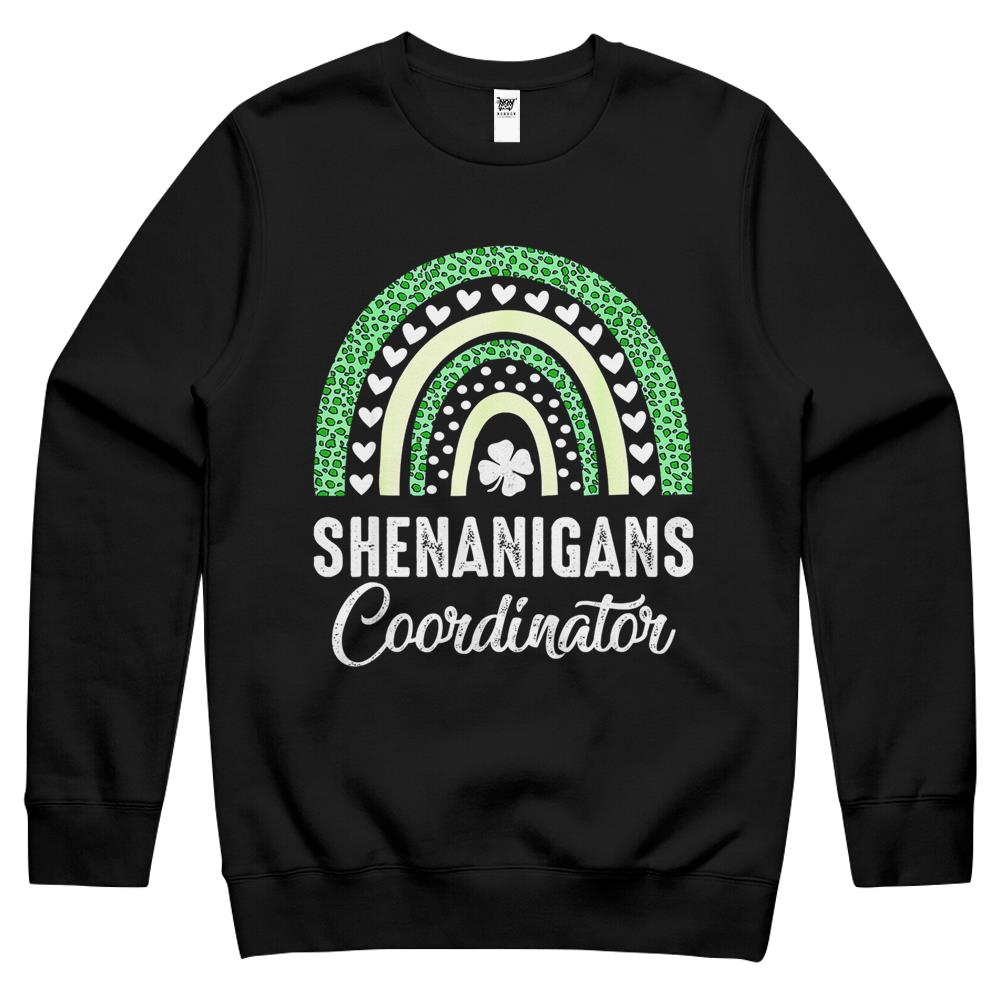 Shenanigans Coordinator Rainbow St Patricks Day Teacher Gift Crewneck Sweatshirt