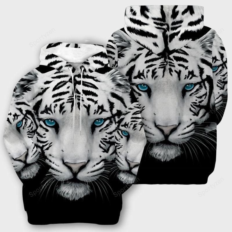 Cool Black And White Tiger Hoodie 3D #Ldh