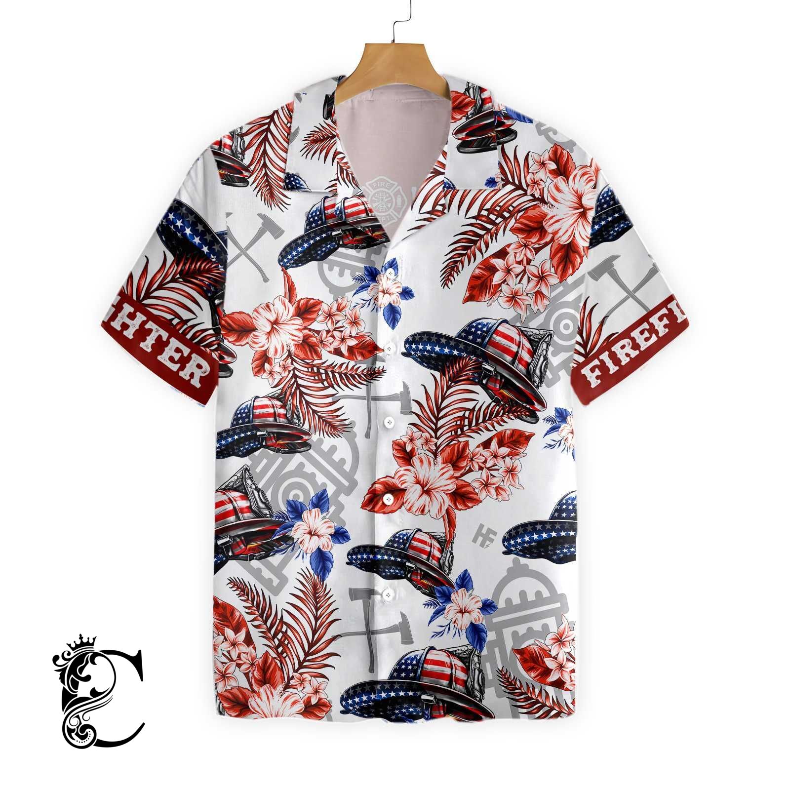 American Flag Helmet Firefighter Seamless Ez24 2301 Hawaiian Shirt