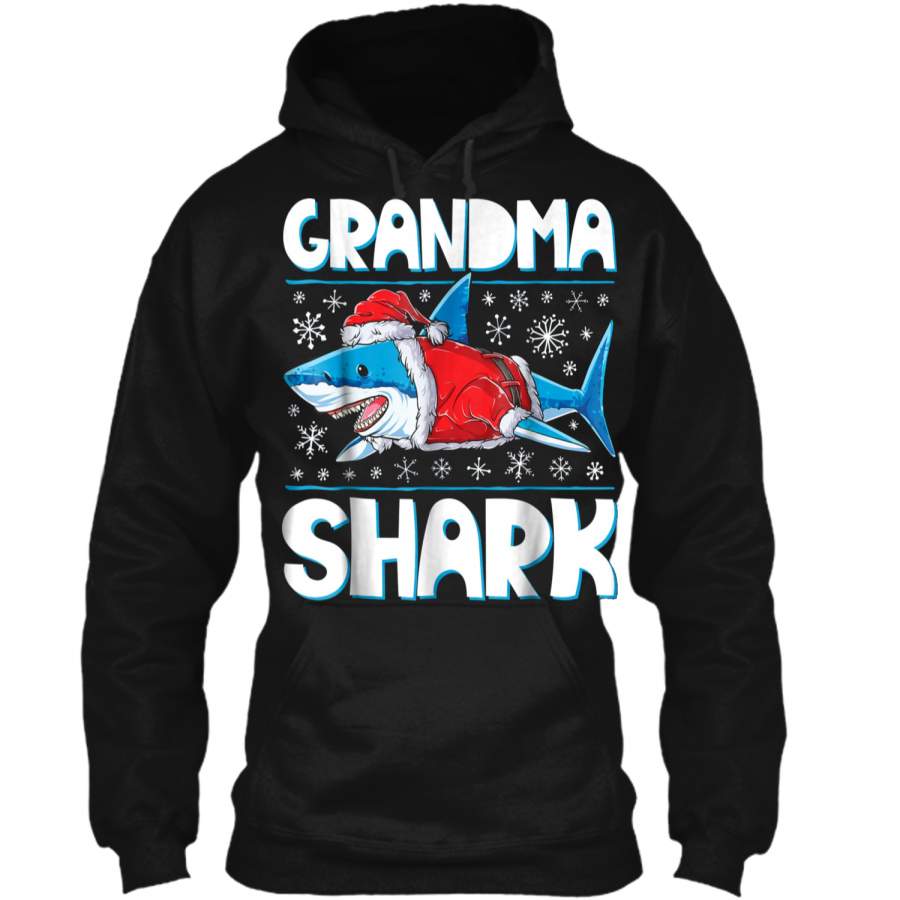 Grandma Shark Santa Christmas Family Matching Tees Pullover Hoodie 8 oz