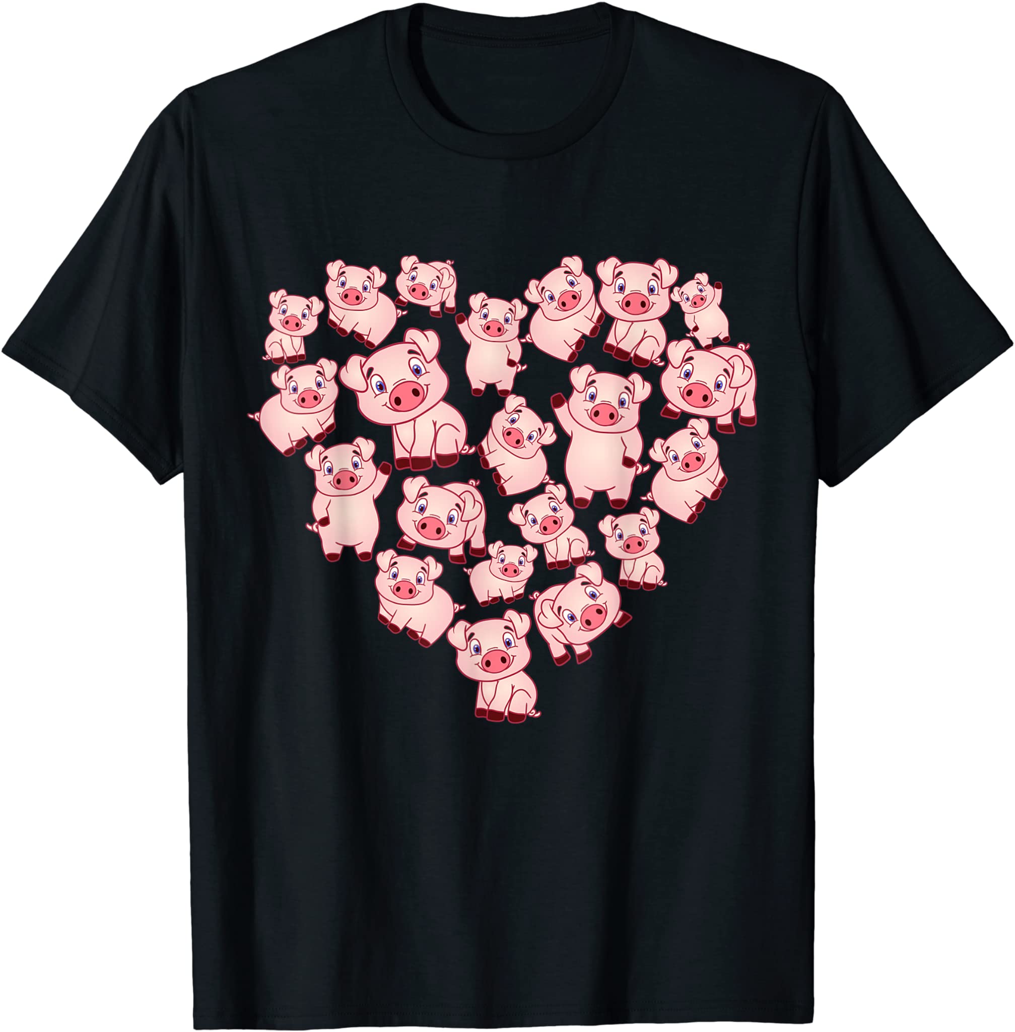 Pig Shirts For Women Girls Kids Heart Shape Poses Cute Pig T-Shirt