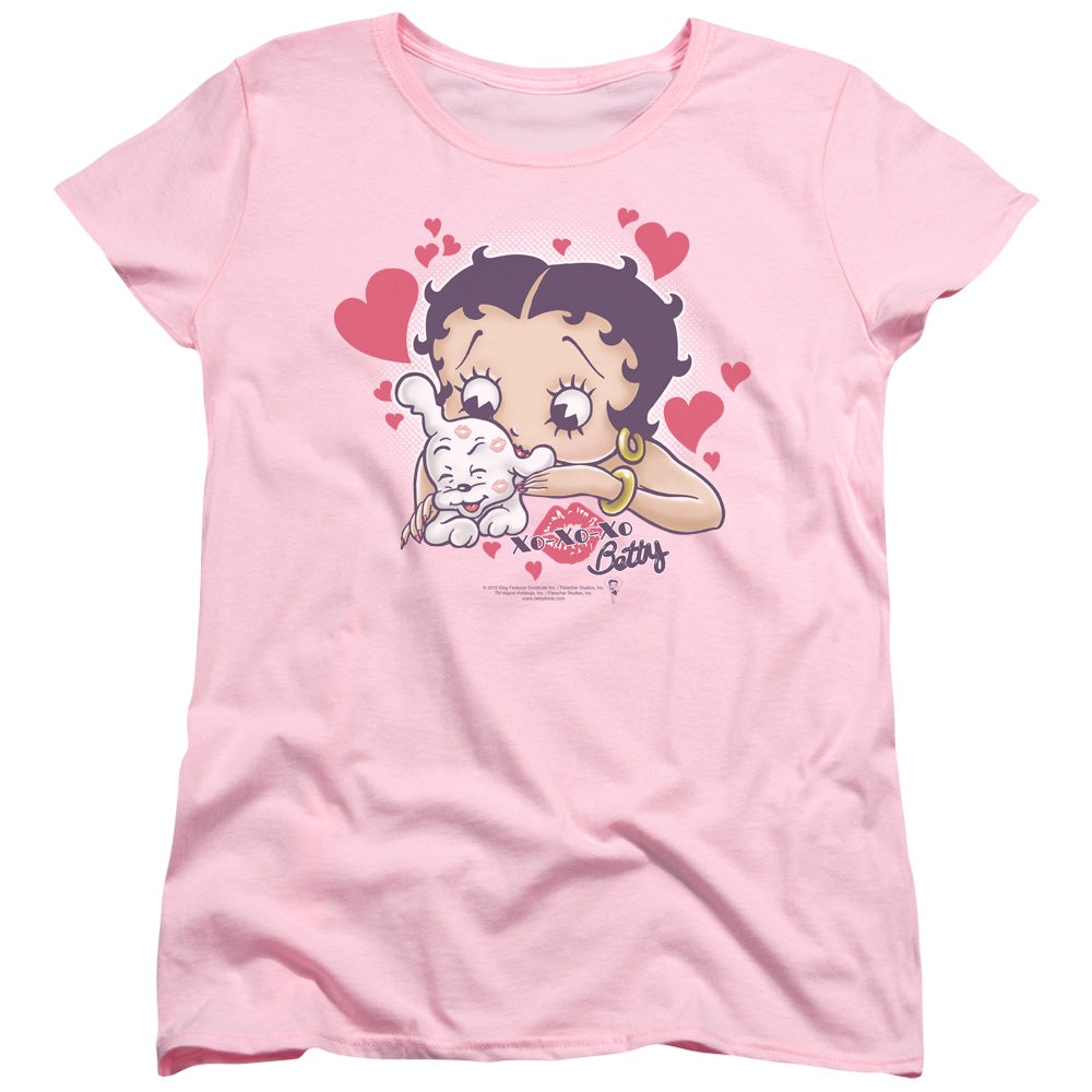 Betty Boop Puppy Love Womens T Shirt Pink