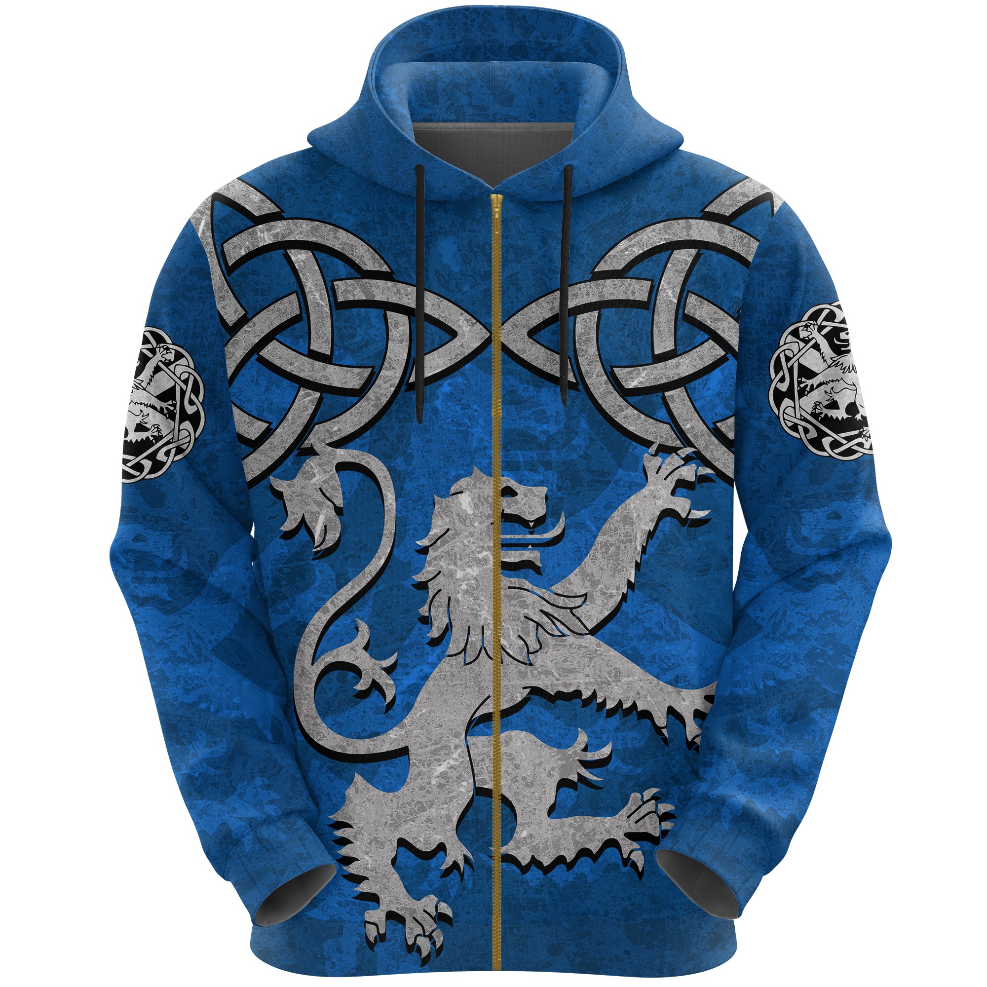 Scottish Lion Celtic Knot Zip Hoodie K4