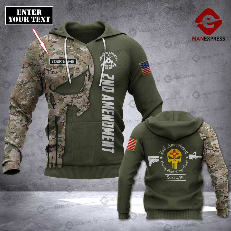 The New Mexico-2nd Amendment  Skull Camo Customize Hoodie 3D MPP