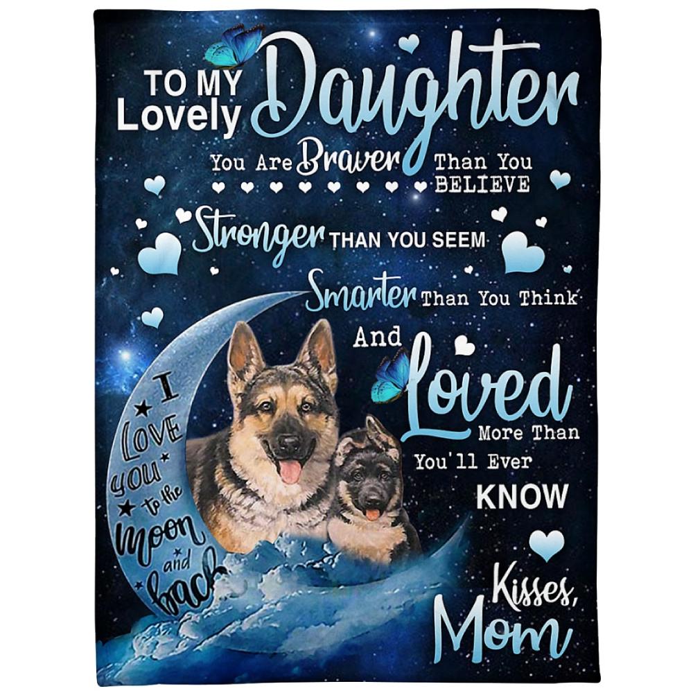 To My Daughter Lovely Dog German Shepherd Fleece Blanket Family Gift Home Decor Bedding Couch Sofa Soft Comfy Cozy