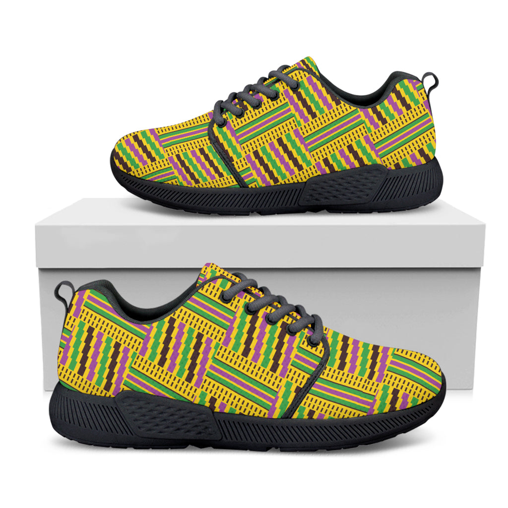 Ghana Kente Pattern Print Black Athletic Shoes