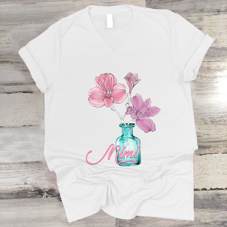 Flower Pink Grandma V-Neck