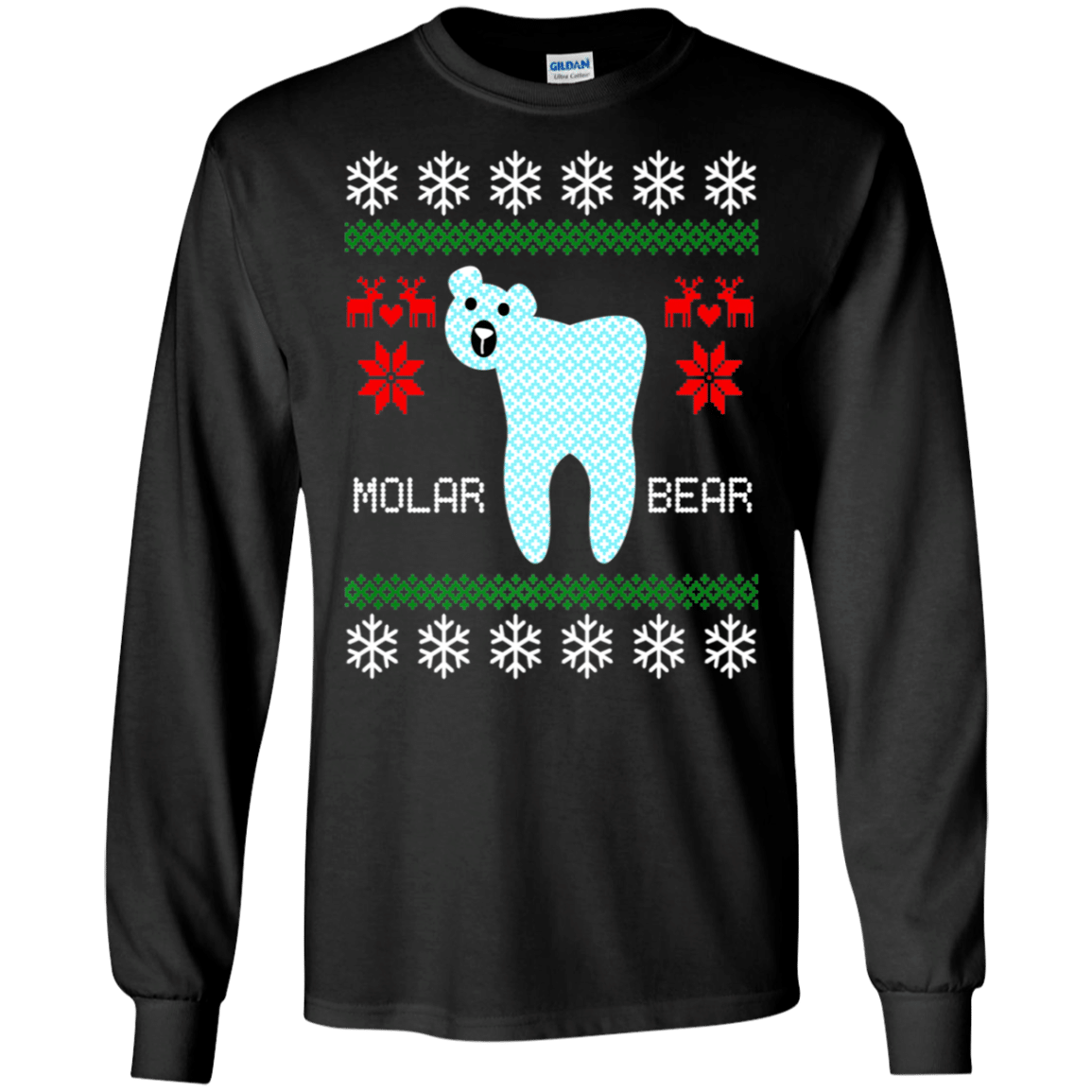 Check Out This Awesome Christmas Ugly Sweater Molar Bear Dentist Shirt G240 Gildan Ls Ultra Cotton T-Shirt