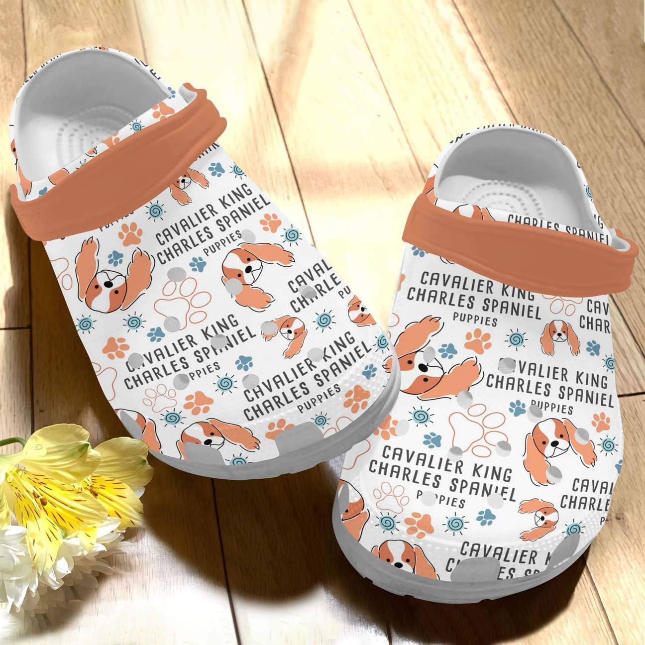 Cavalier King Charles Spaniel Personalized Clog, Custom Name, Text Cute Ckcs Puppies, Fashion Style For Women, Men, Kid, Print 3D