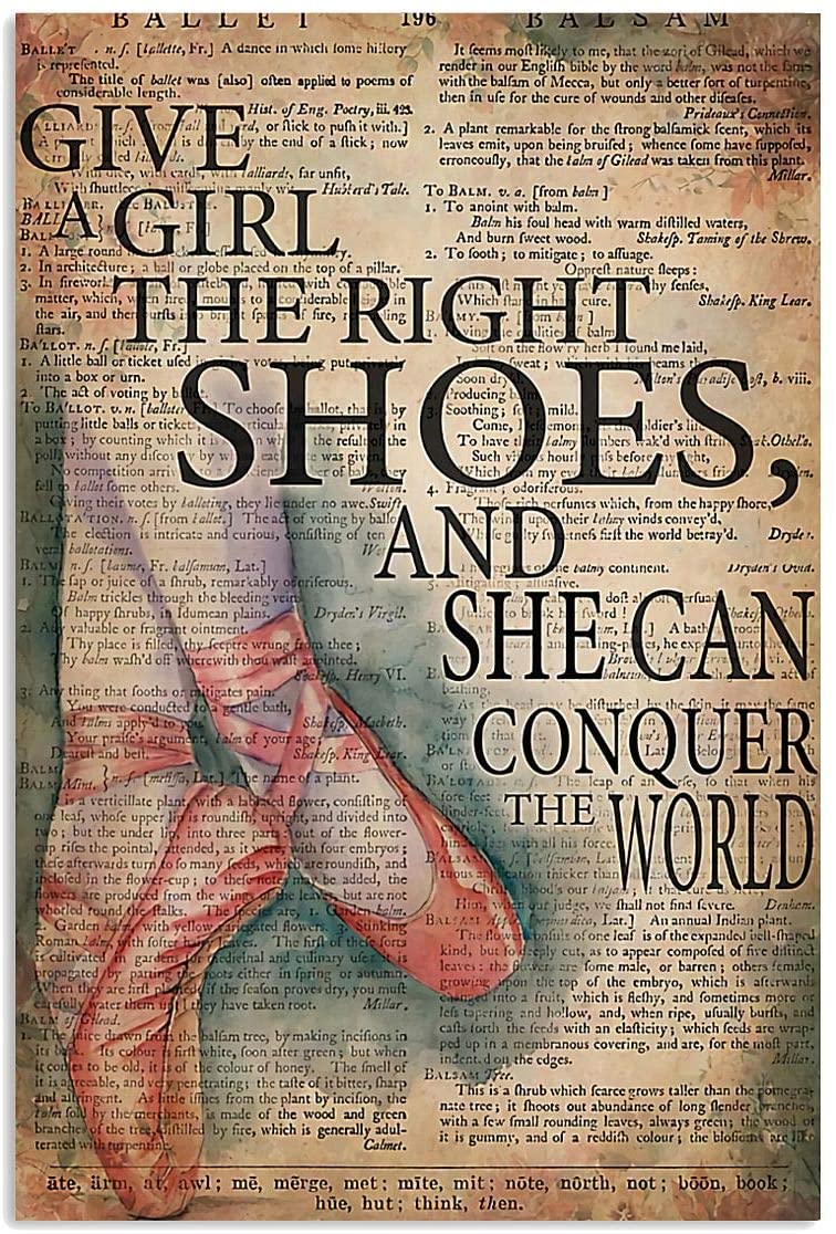 Ballet Dancer Poster Give A Girl The Right Shoes Wall Art Hanging Poster Painting Paper Photography Abstract Watercolor Living, Classroom, Home Decor, No Frame