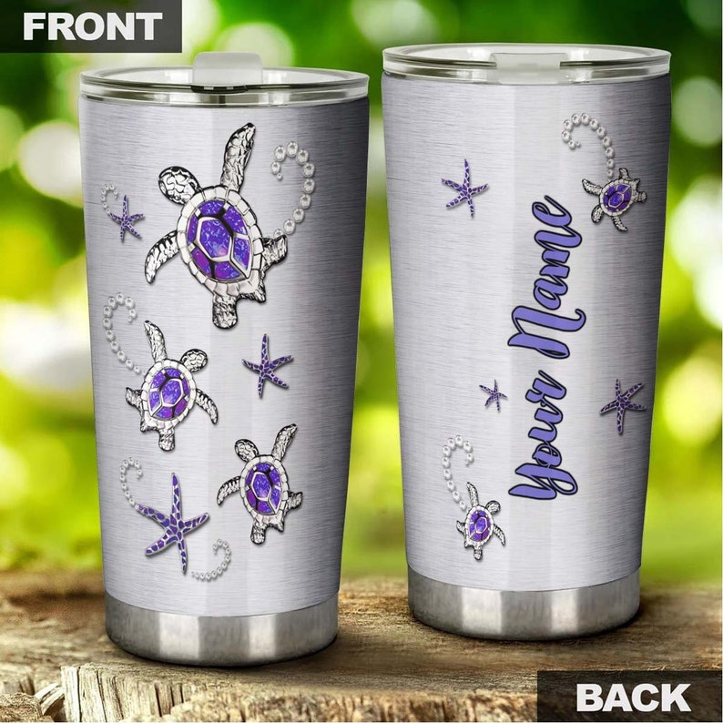 Sea Turtle Jewelry Style Purple Personalized Tumbler-Unique Tumbler-Birthday Christmas Gift For Turtle Lover