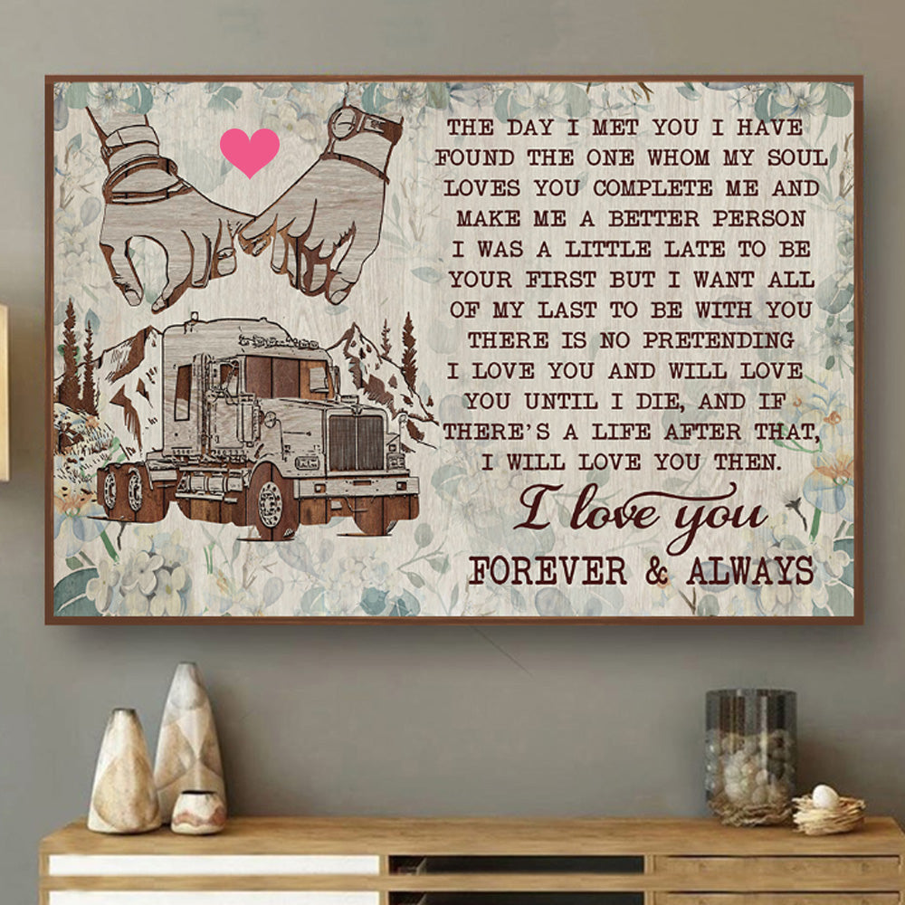 Truck Floral Pallet Couple Lovers Horizontal Poster & Canvas Home Decor Wall Art Visual Art