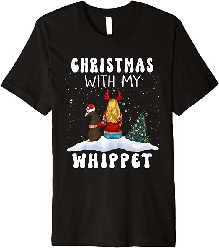 Christmas With My Whippet Dog Puppy Funny Xmas Premium T-Shirt