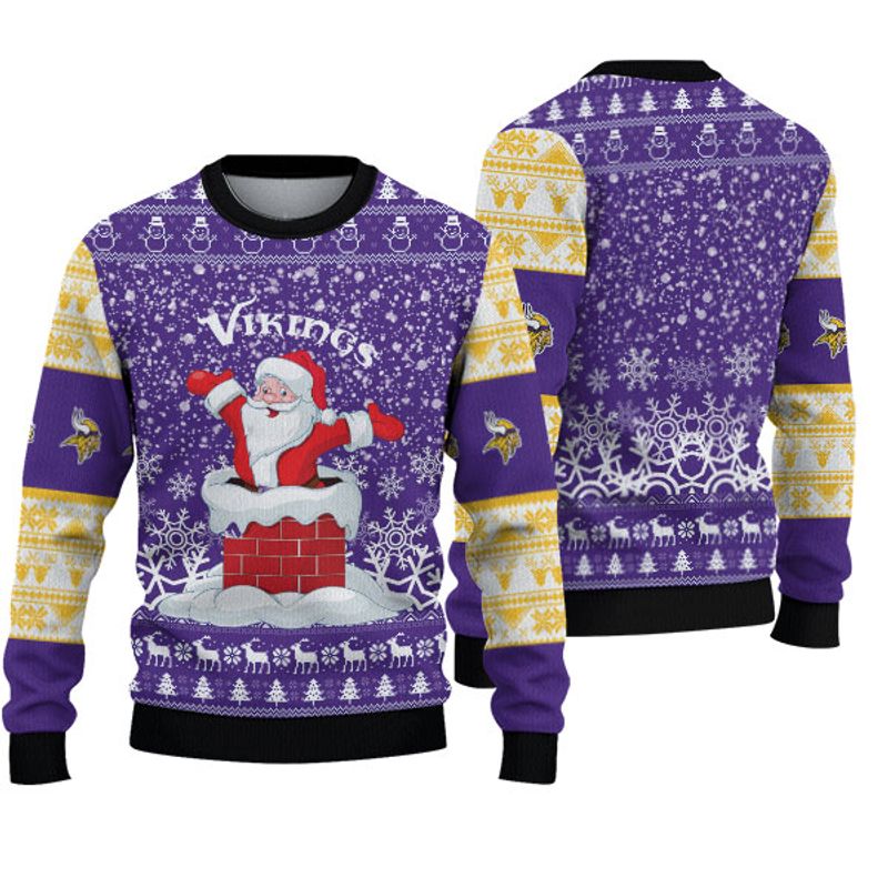 Vintage Minnesota Vikings Sweatshirt Cute Santa Claus