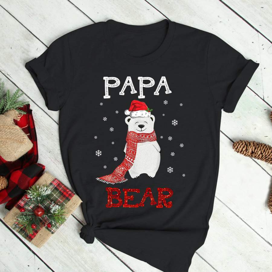 Cute Polar Papa Bear Scarf Merry Christmas Xmas Holidays Long Sleeve T-Shirt