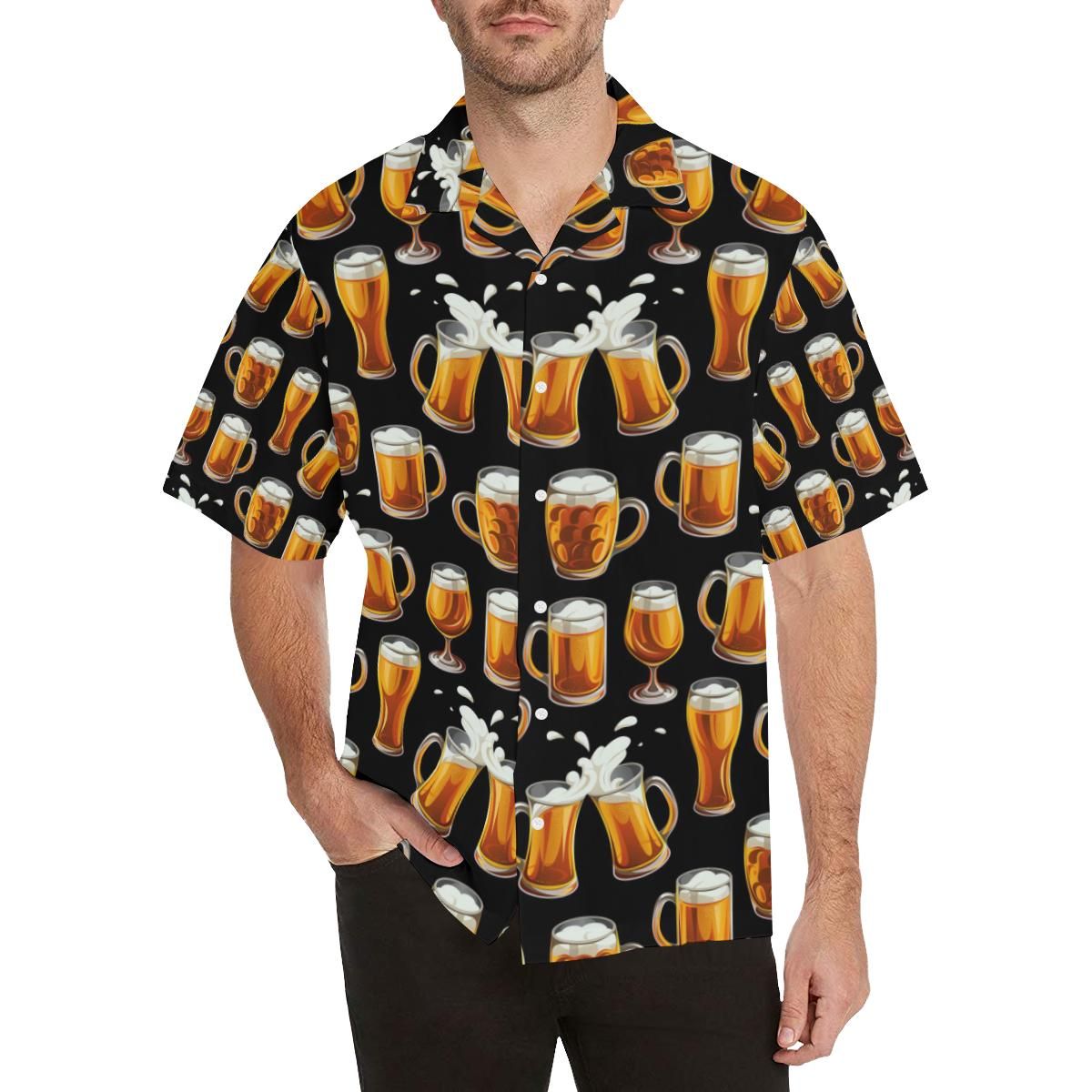 Beer Pattern Background Men’s All Over Print Hawaiian Shirt