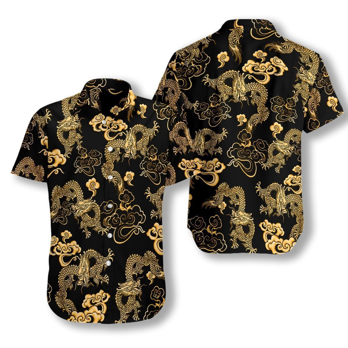 Black Gold Oriental Dragon Hawaii Shirt Ha66822