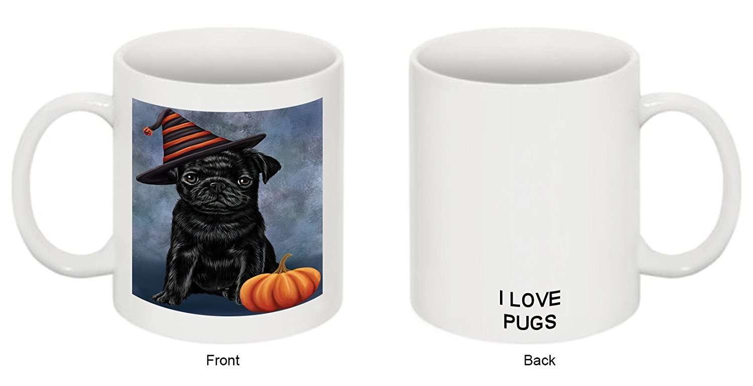 Christmas Happy Holidays Pug Puppy Wearing Witch Hat Mug Cmg0667