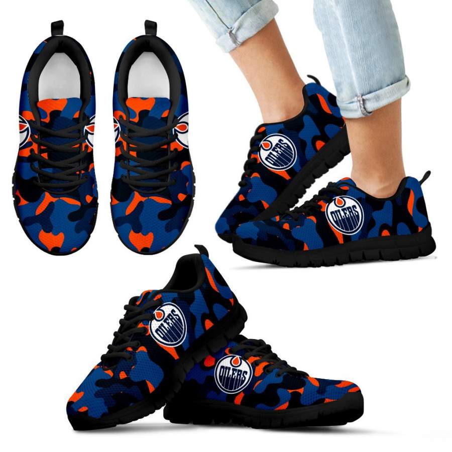 Military Background Energetic Edmonton Oilers Sneakers