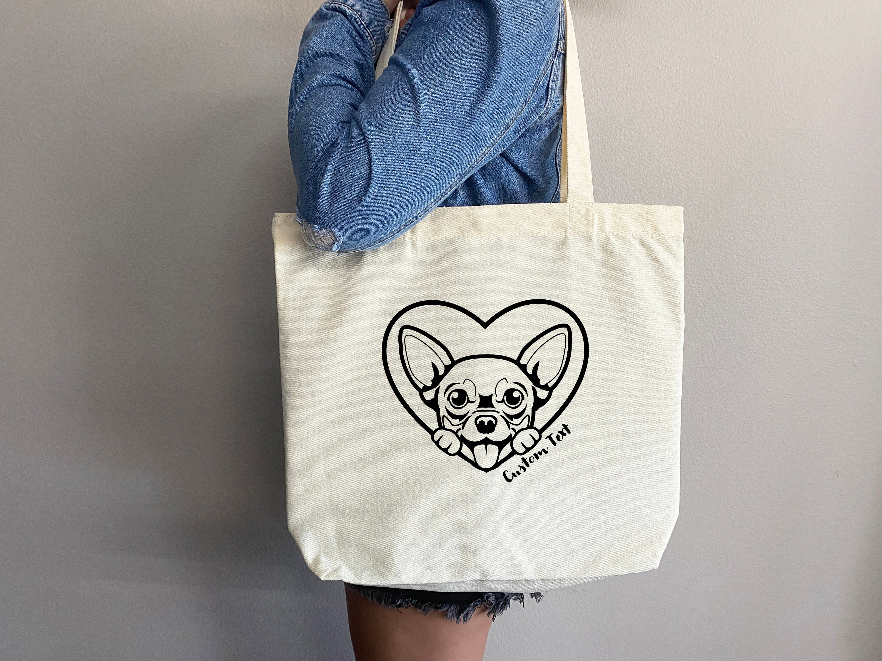 Puppy Bag, Puppy Tote Bag, Chihuahua Bag, Canvas Tote, Cute Tote Bag,Dog Bag,Dog Mom Tote Bag,Custom Pet Bag,Dog Lover Gift,Gift for Dog Mom