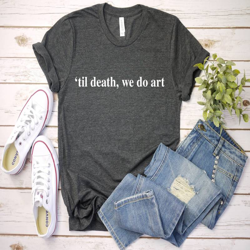 Crushtee Til death we do Art, Aesthetic Shirt, Soft Grunge Clothing, Women Tees, Gift for Artist, Artsy T shirt, Artist Top Long Sleeve Hoodie