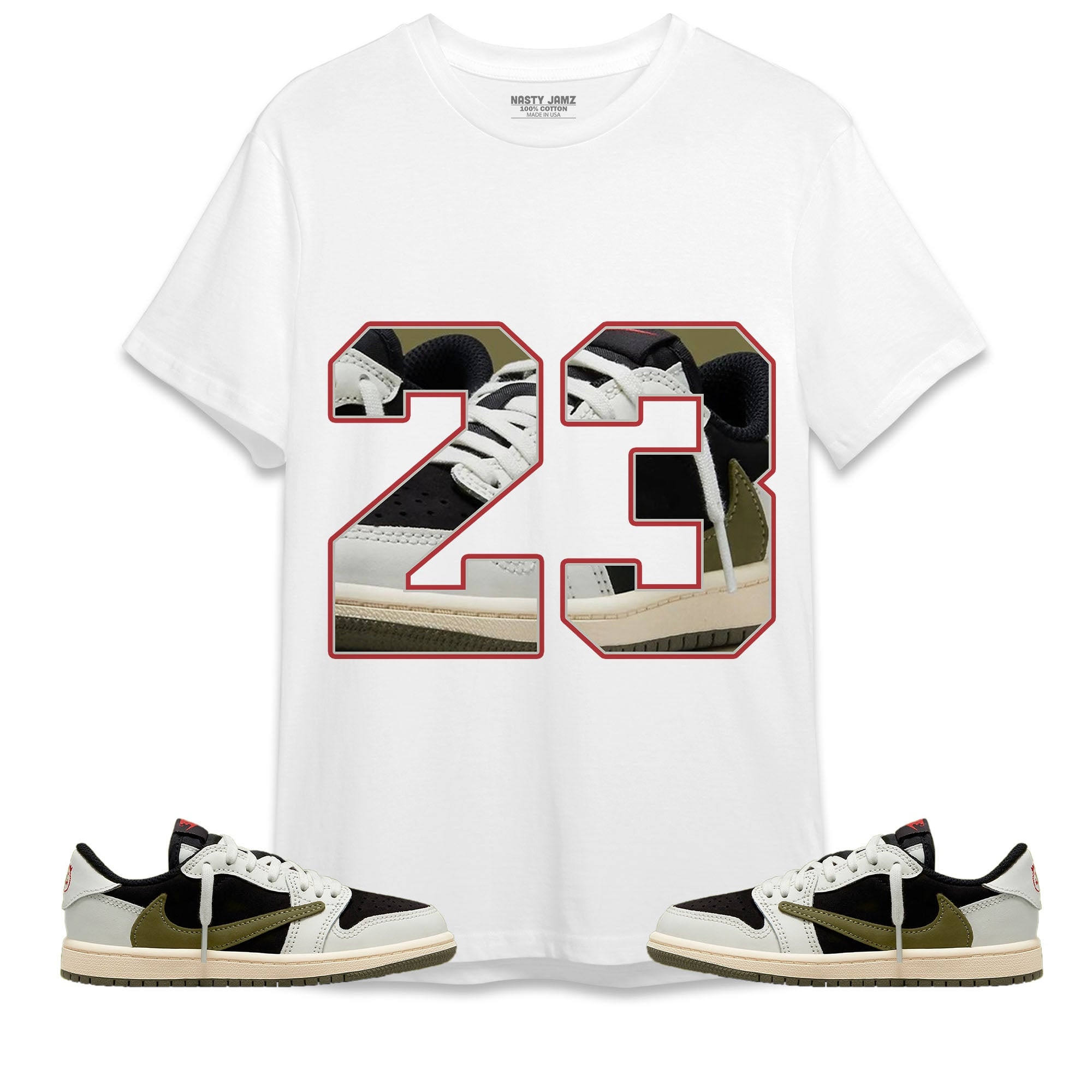 Number 23 Cm1 Unisex Shirt Match Jordan 1 Low Travis Scott Olive Styleart Wear