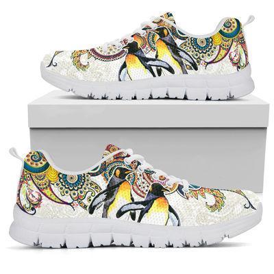 Penguin Color Pattern Sneakers, Sneaker Personalized Shoes Custom Name, Text For Women, Men