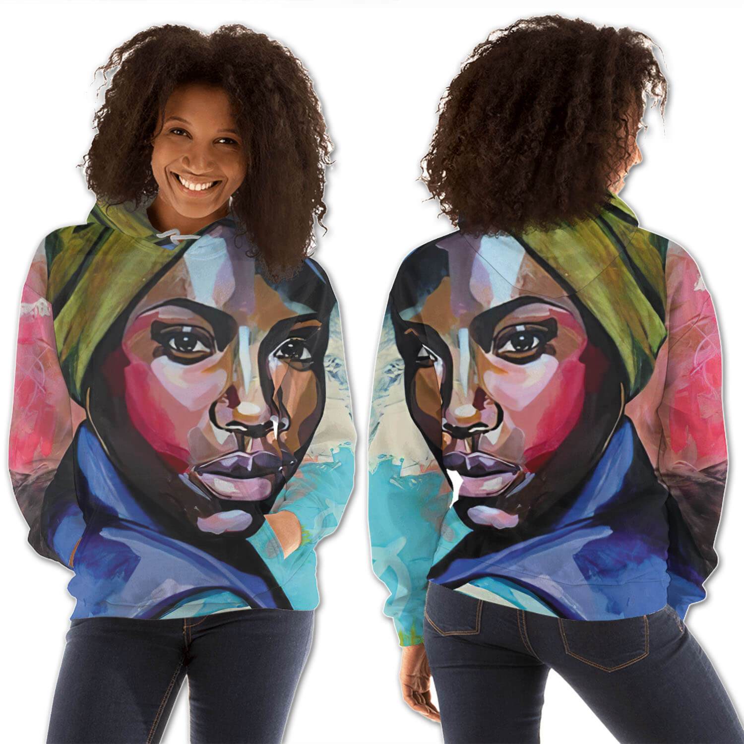 African American Hoodies Beautiful Black Girl All Over Print Womens Hooded Sweatshirt Afrocentric Clothing BPS91053