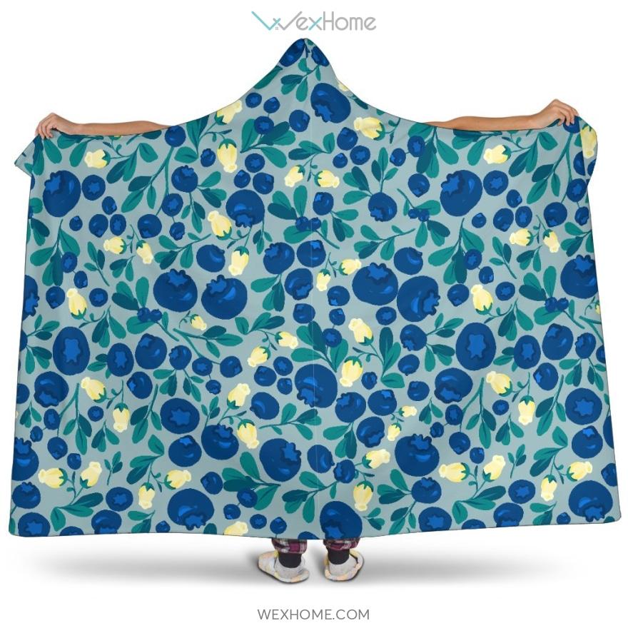 Blueberry Design Pattern Hooded Blanket