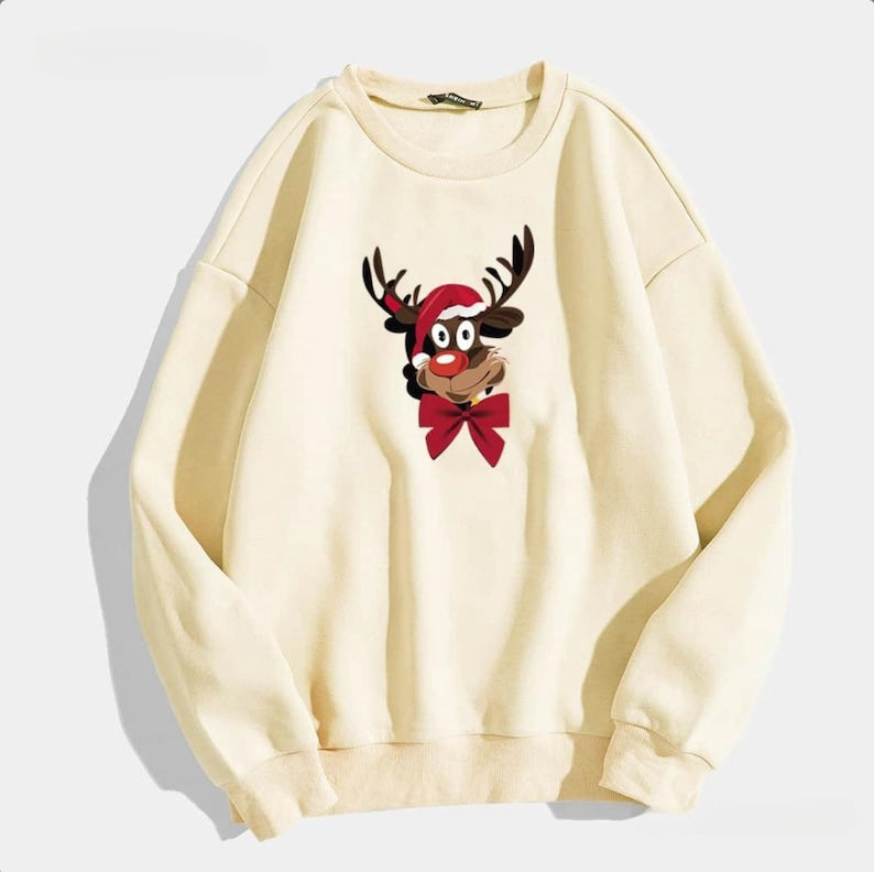 Reindeer Christmas Sweatshirt 2D Crewneck Sweatshirt All Over Print Sweatshirt For Women Sweatshirt For Men Sws4937