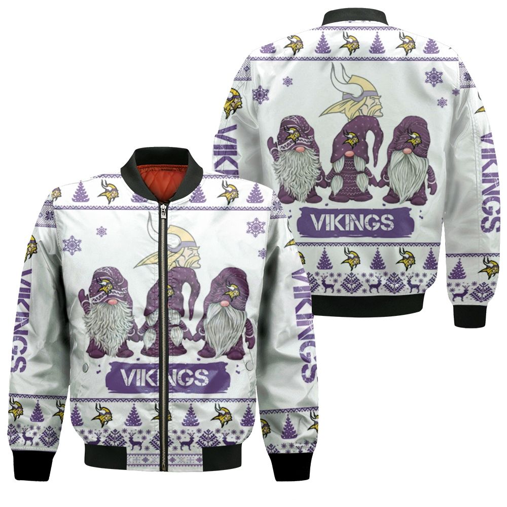 Christmas Gnomes Minnesota Vikings Ugly Sweatshirt Christmas 3D Bomber Jacket