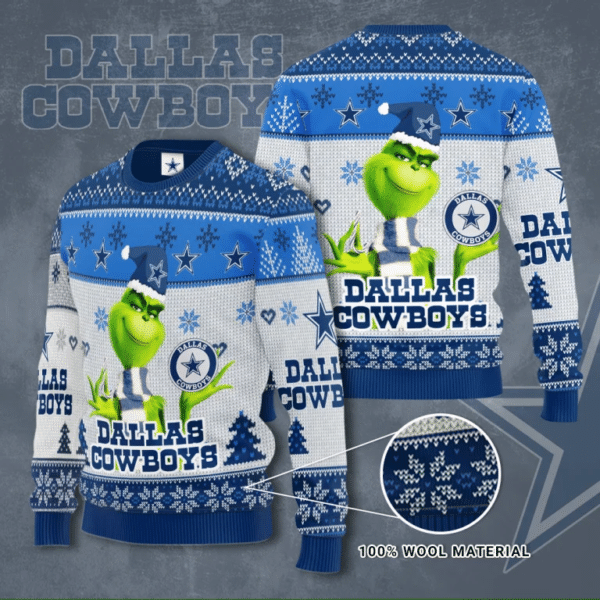 Dallas Cowboys Grinch Knitting Pattern 3D Print Ugly Sweater TN041130