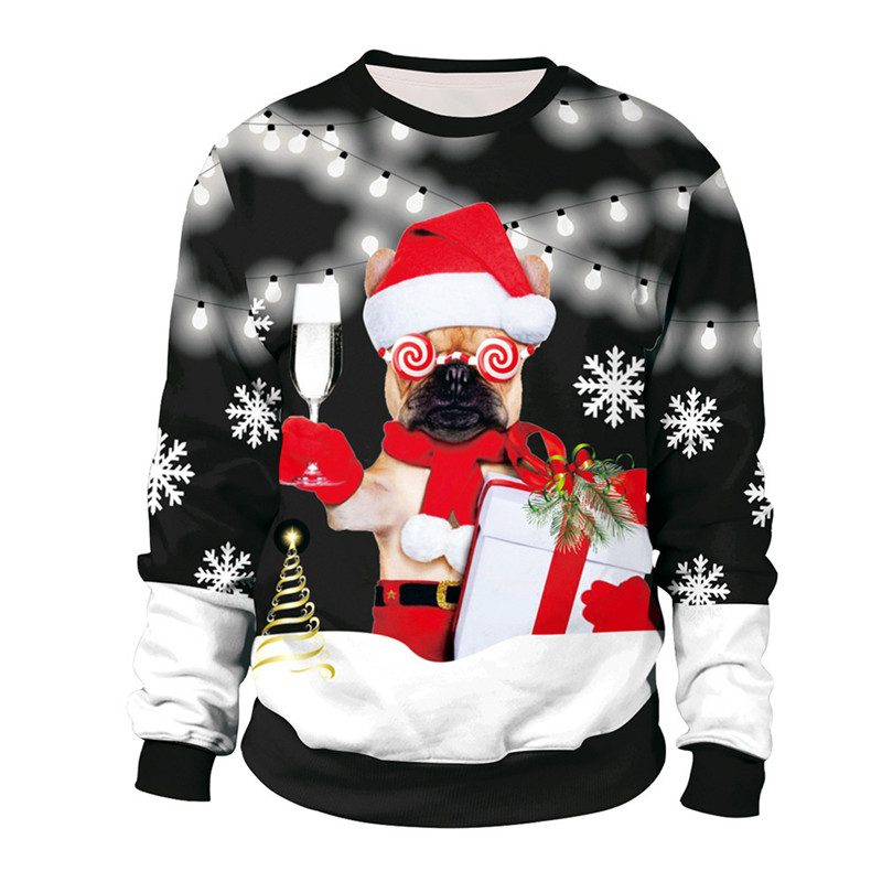 Unisex Men Women 2019 Ugly Christmas Sweater 3D Print Vacation Santa Elf Funny Christmas Jumper Autumn Winter Tops Clothing alx