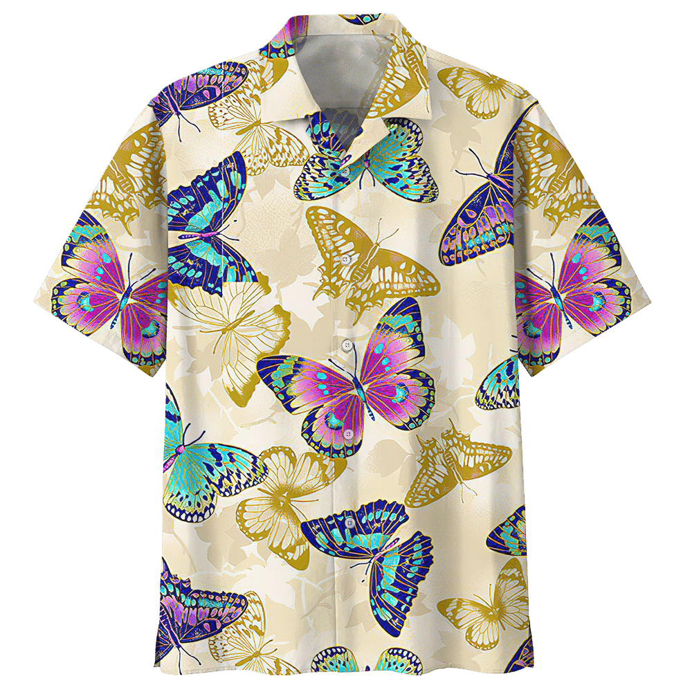 Butterfly Peach Nice Design Unisex Hawaii Shirt For Men And Women Ha26864