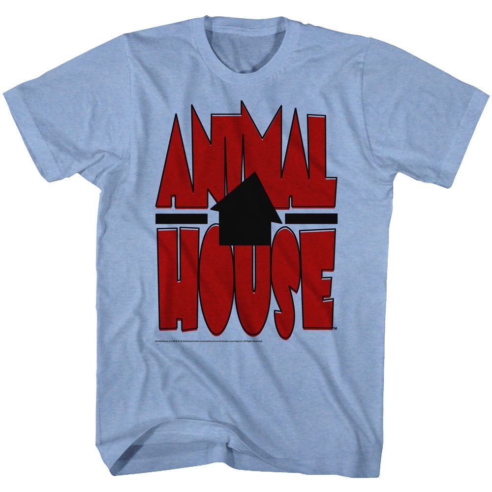 Animal House-Tilted House-Light Blue Heather Adult S/S Tshirt