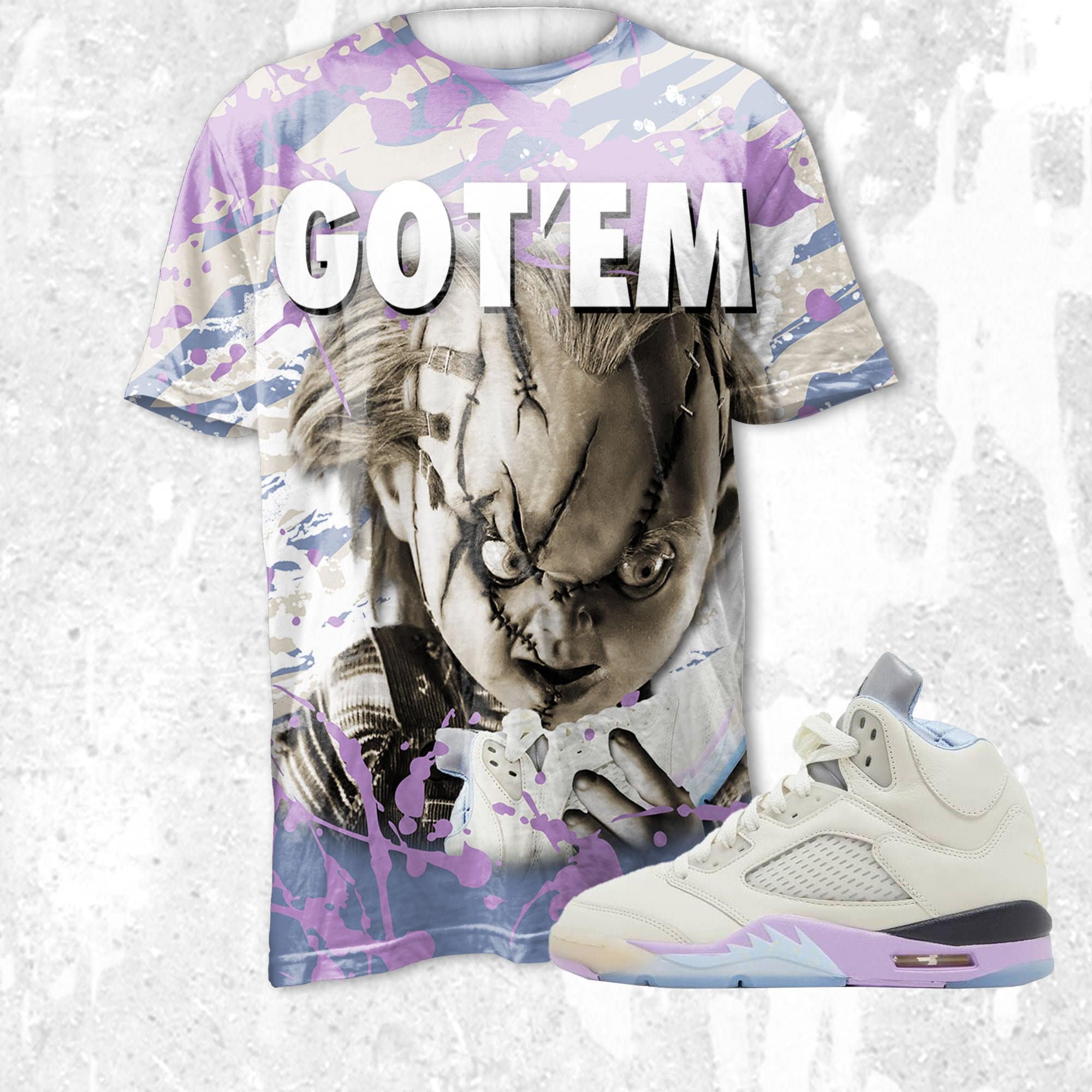 Chucky Gotem 3D Zebra Stripes Paint.Jordan 5 DJ Khaled Sail, Jordan Matchjordan, oversized t shirts, outfit jordan , gift for family
