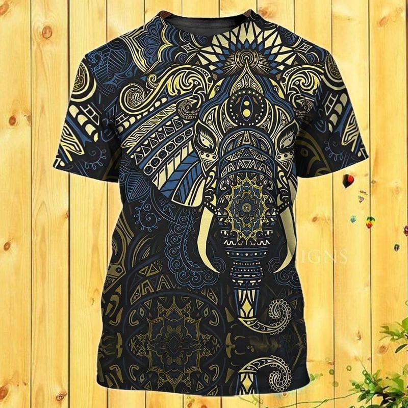 Elephant Mandala 3D All Over Print Shirt For Men Women, Hippie Shirt Mandala Elephant Pattern