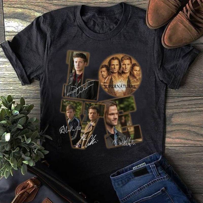Love supernatural tv series actors signature for fan t shirt