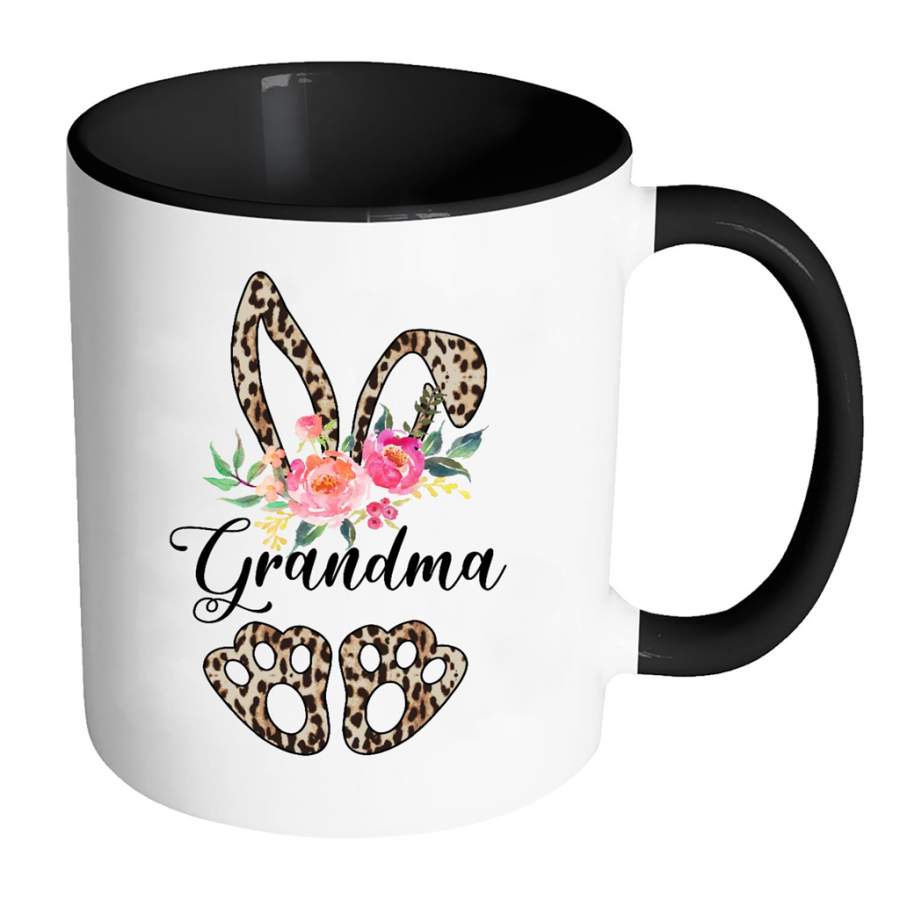 Grandma Bunny Leopard Print Floral Funny Thanksgiving Day Gift Ideas For Grandma Gigi Nana Mimi Women And Mom B – Coffee Colors Mug