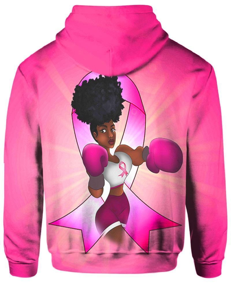 Pink Ribbon African American Art Black Women Is A Fighter 3D Printed Sublimation Hoodie Hooded Sweatshirt Comfy Soft And Warm For Men Women S to 5XL CTC15011057