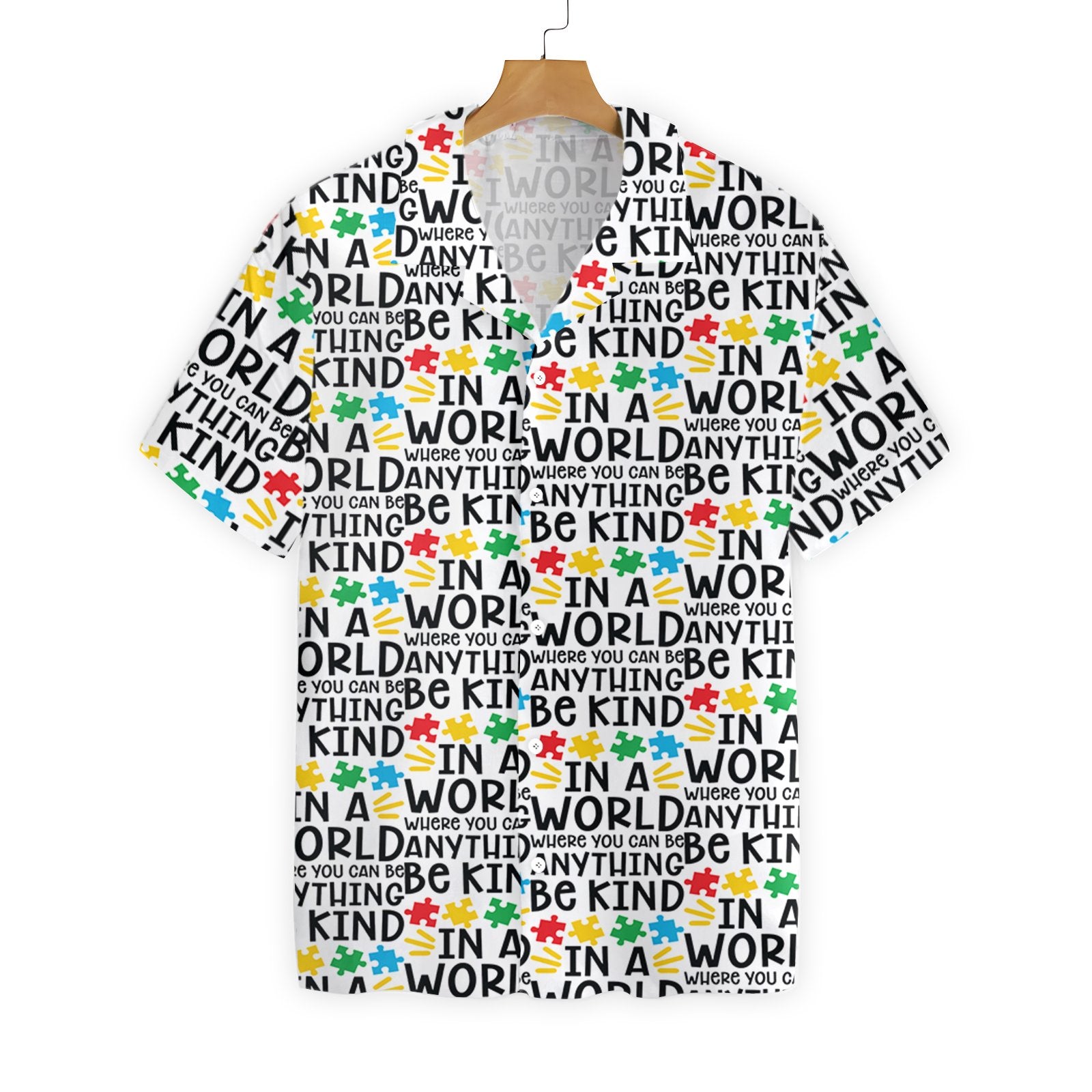 Autism Hawaiian Shirt Autism Be Kind Pattern Hawaii Shirt