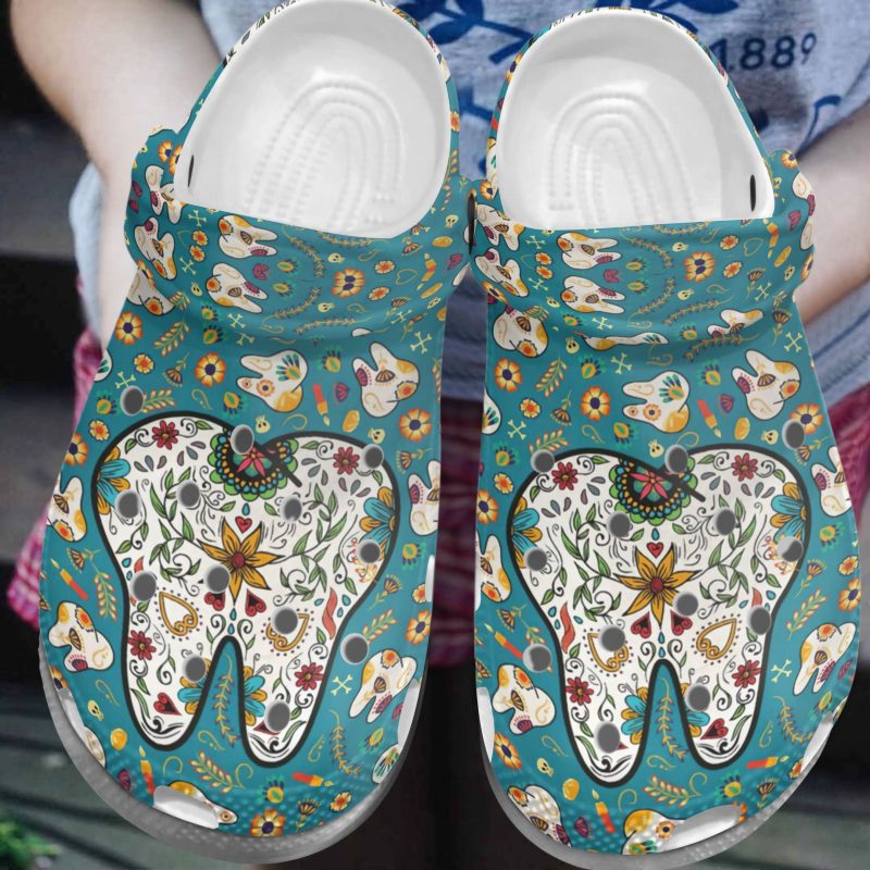 Flower Teeth Shoes – Cute Tooth Pattern Dentist Custom Shoe Birthday Gift For Boy Girl Men Women