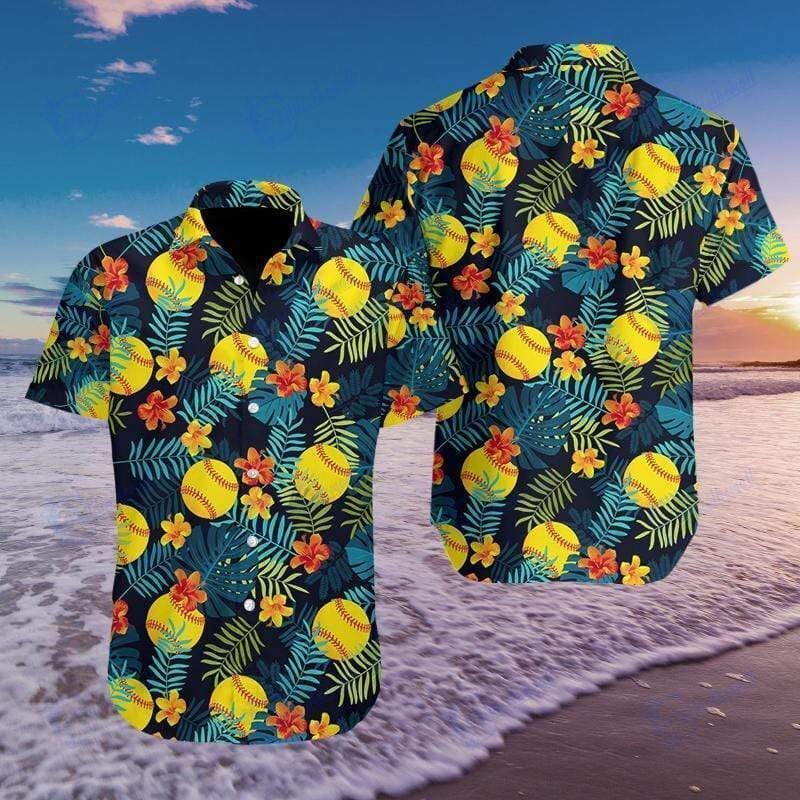 Softball Simple Hibiscus Hawaiian Aloha Shirts Fantastic