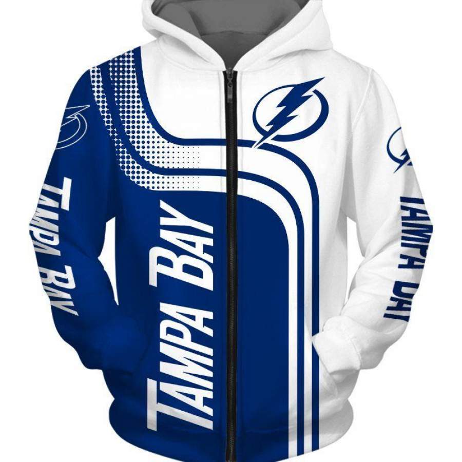 Tampa Bay Lightning Zipper Hoodie 3D Style3891 All Over Printed