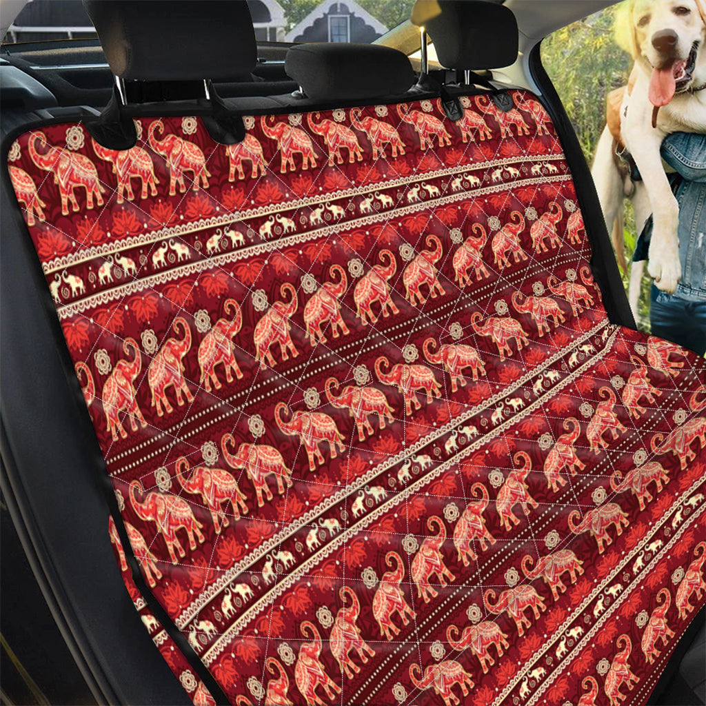 Red Indian Elephant Pattern Print Pet Car Back Seat Cover