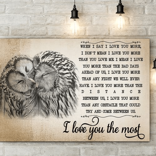 Owl I Love You The Most When I Day I Love You More I Don’t Mean I Love More Than You Love  Home Living Room Wall Decor Horizontal Poster Canvas Y97